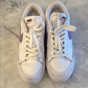 Nike White and Purple Athletic Shoes